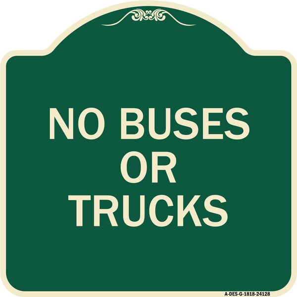 Driveway No Buses or Trucks Heavy-Gauge Aluminum Architectural Sign, 18" x 18", G-1818-24128
